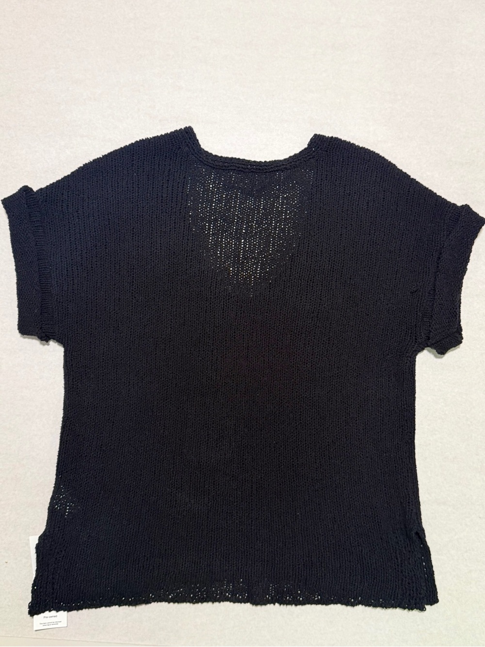 LILLA P Women's Black Knit V-Neck Short Sleeve Sweater Top Size XL - Picture 7 of 10